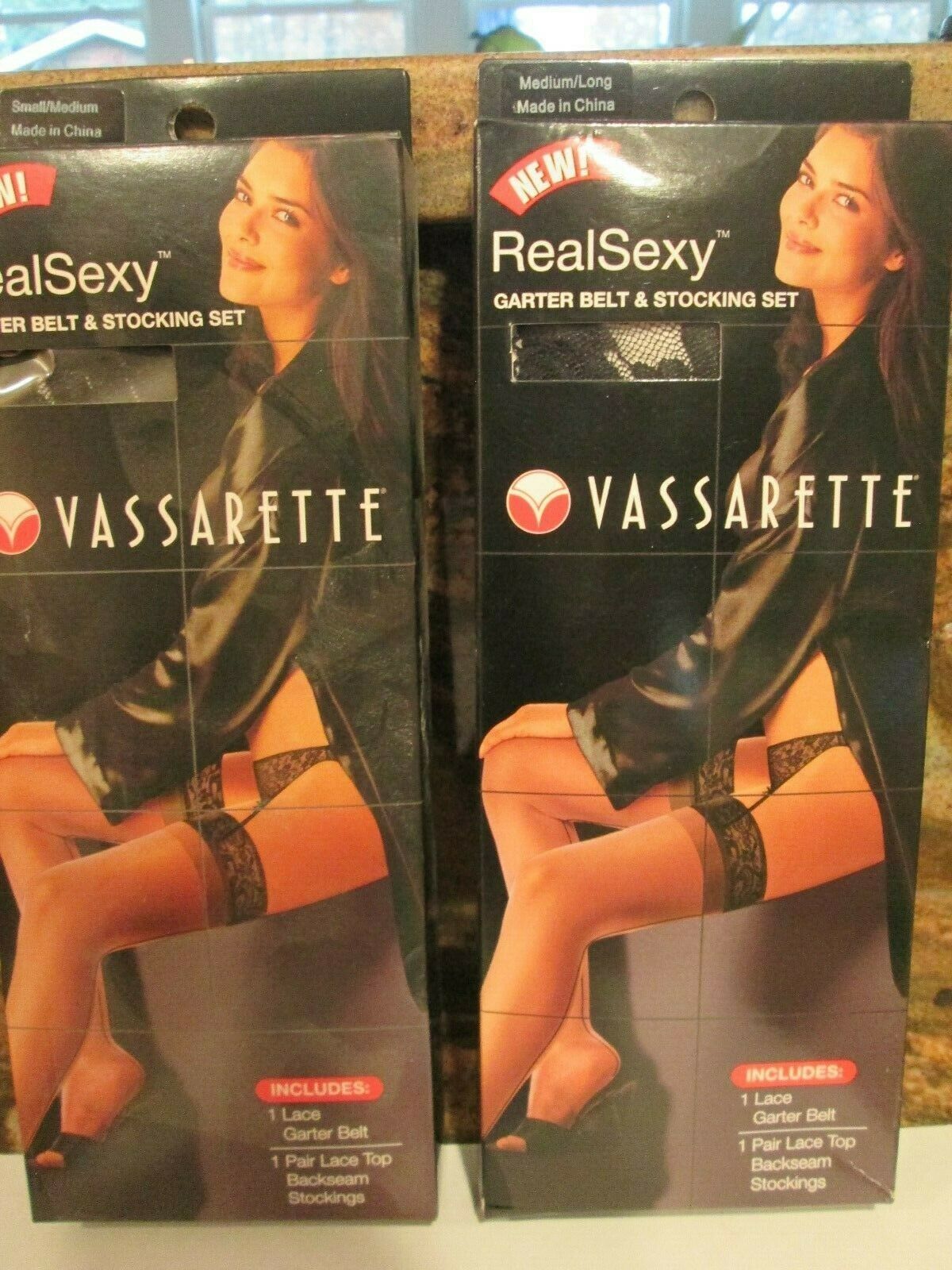 Vassarette Lace Garter Belt & Lace Top Backseam Stocking Set Size S-m And M-long