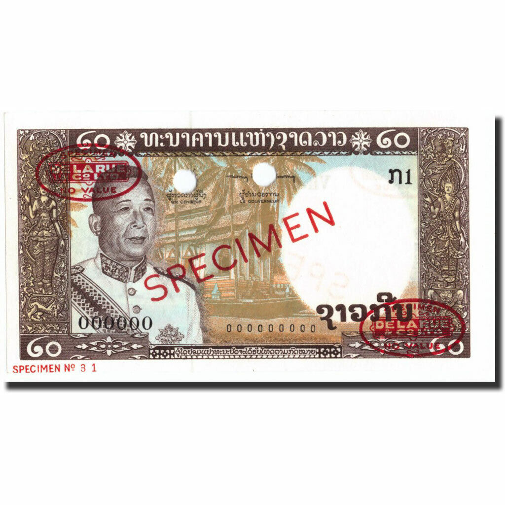 [#213832] Banknote, Lao, 20 Kip, 1963, Specimen Tdlr, Km:11s2, Unc