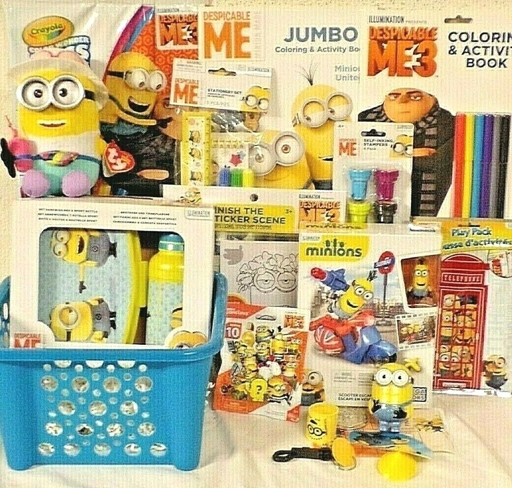 New Despicable Me Minions Easter Toy Gift Basket Figure Toys Play Set Birthday