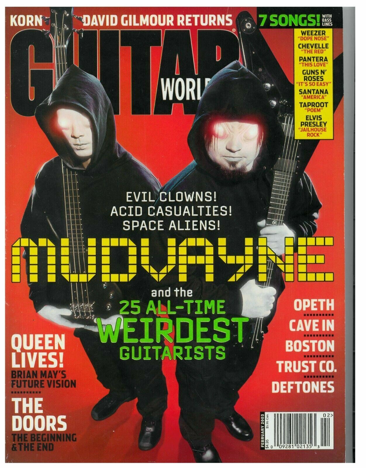 Guitar World Magazine February 2003 Mudvayne Queen Deftones Korn Pink Floyd Door