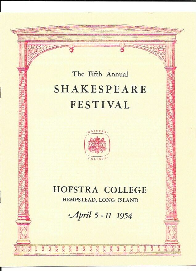 5th Annual Shakespeare Festival Hofstra College April 5-11,1954 Hempstead Li