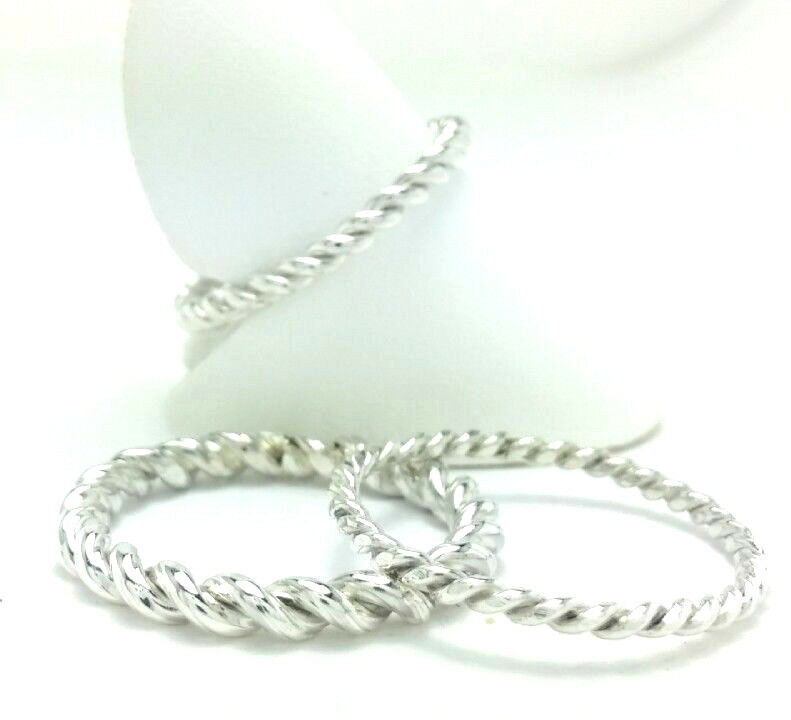 Sterling Silver 925 Twisted Wedding Band Rope Ring Stacking Ring All Sizes