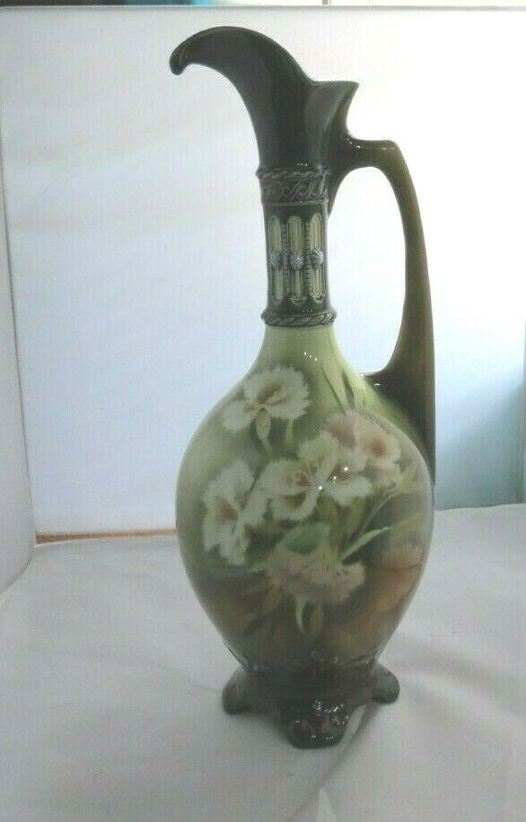 Antique Ewer/vase- Robert Hanke Made In Austria, 19th Century, Hand Painted