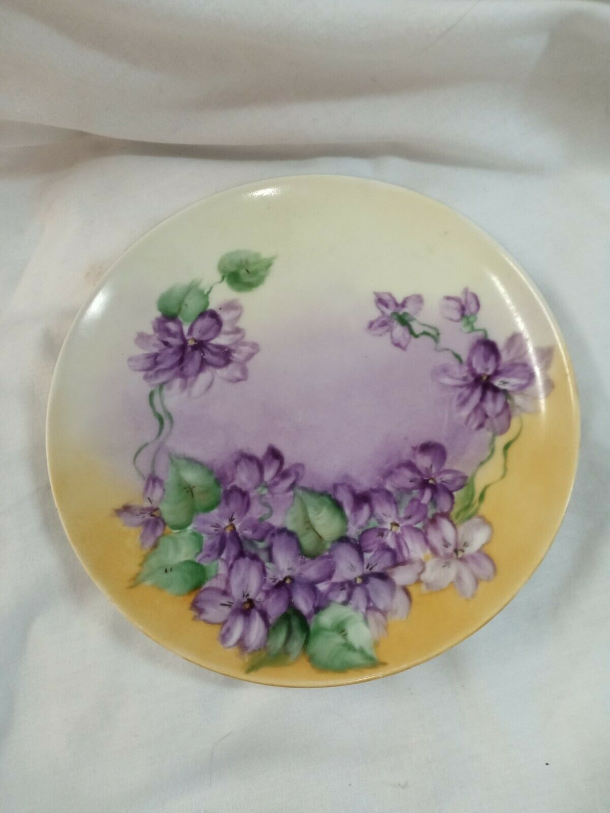 Atq M.z. Austria Salad Or Luncheon Plate -floral Yellow White Purple