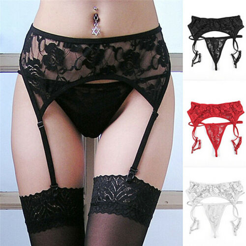 Lace Garter Belt Thong Suspender G-string Sexy Matching Sheer Lingerie Set P1