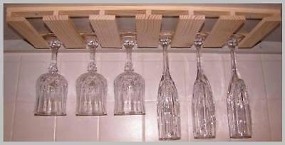 12 Wine Glass Stemware Holder - 6" Deep Under Cabinet Rack Wood
