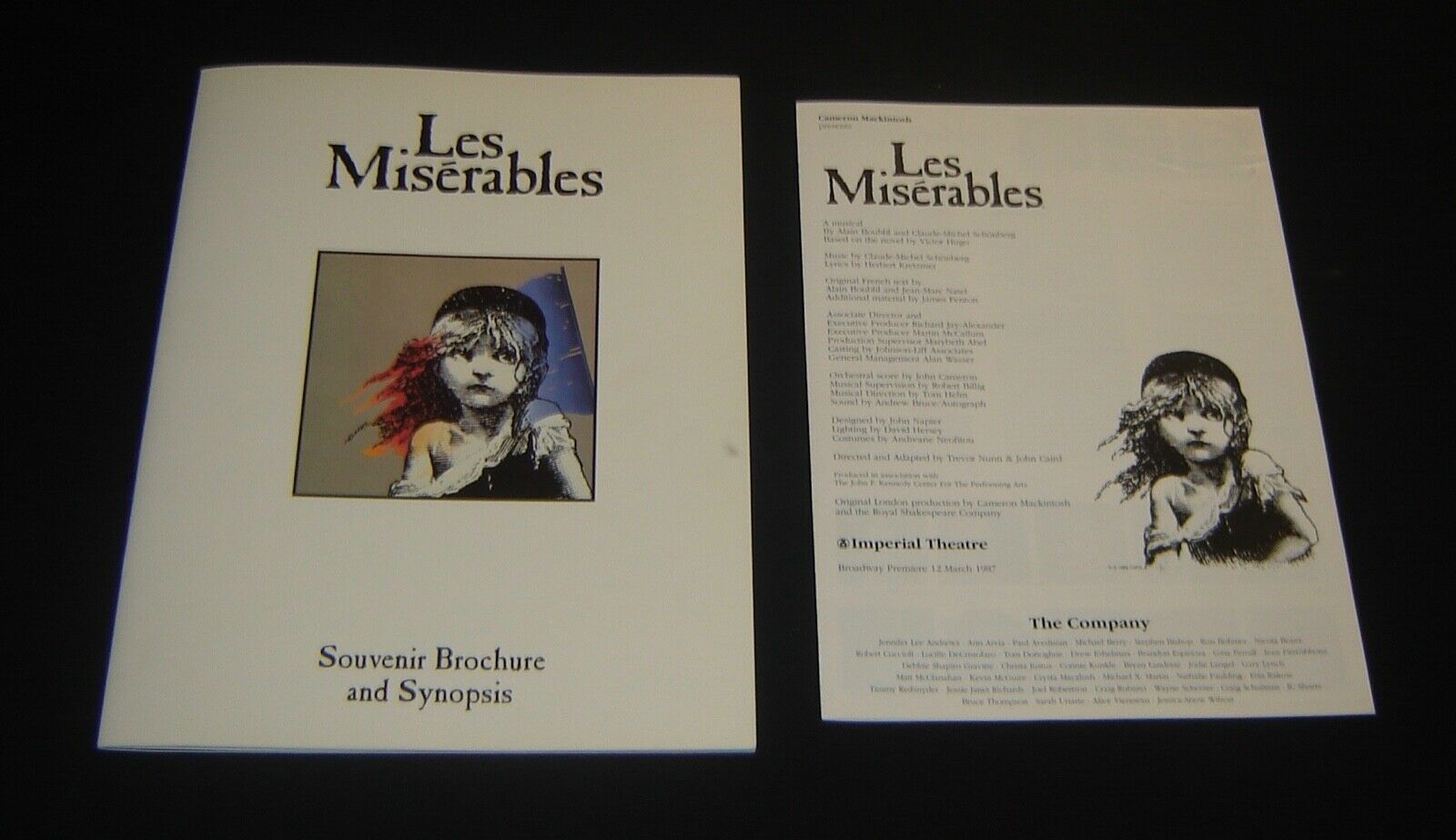 1995 Les Miserables Broadway Imperial Theater Program & Cast Synopsis