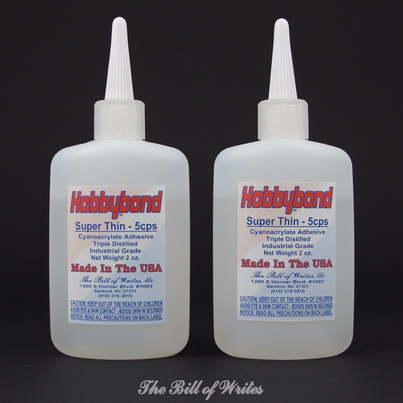 Thin - Regular Hobbybond Ca - "super Glue" - Cyanoacrylate (two) - 2 Oz Bottles