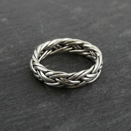 Braided Rope Ring Band - 925 Sterling Silver  Unisex Sizes 8-17 Gift Men 5mm New