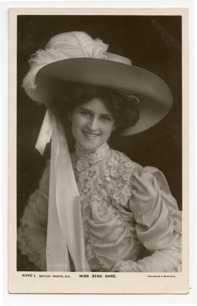 C 1910 Edwardian Actress Zena Dare British Photo Postcard