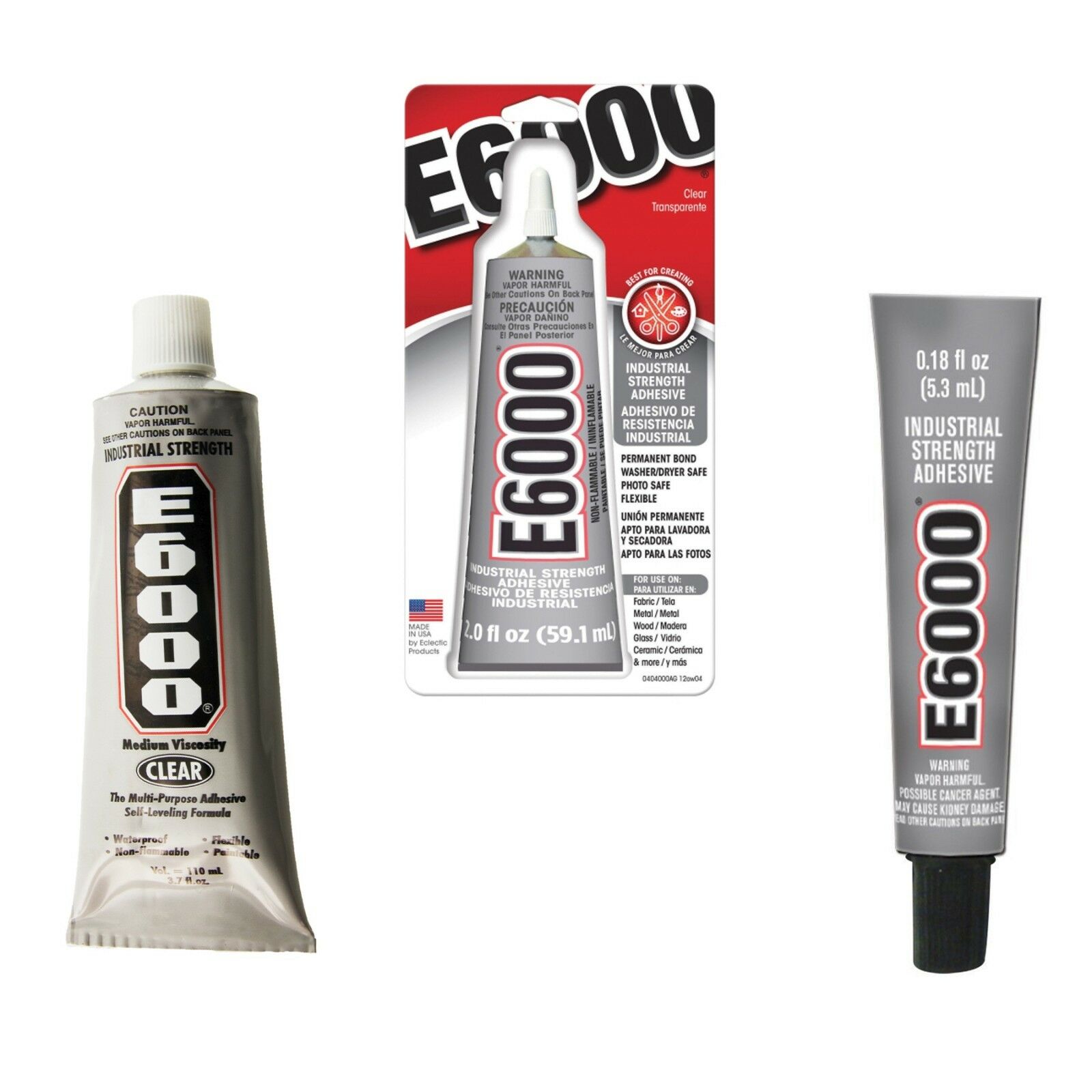 E6000 Industrial Strength Glue Adhesive Permanent Bond Multi Purpose Choose Size