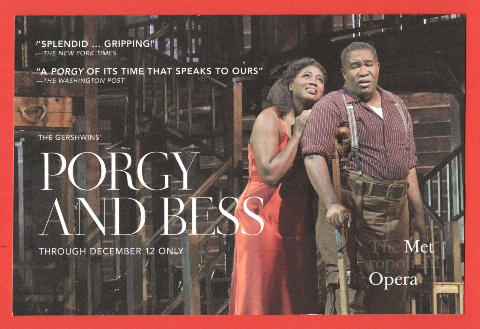 George Gershwin "porgy And Bess" Eric Owens / Angel Blue 2021 Met Opera Postcard
