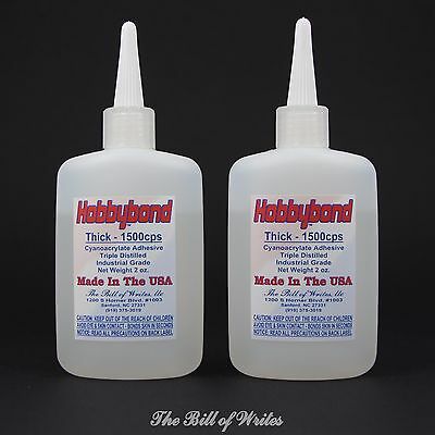 Thick Ca - Super Glue - (two) - 2 Oz. Bottles - Hobbybond Cyanoacrylate Adhesive