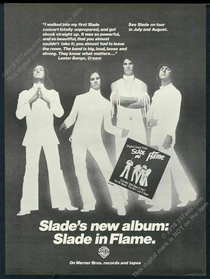 1975 Slade Photo Slade In Flame Album Release Vintage Trade Print Ad