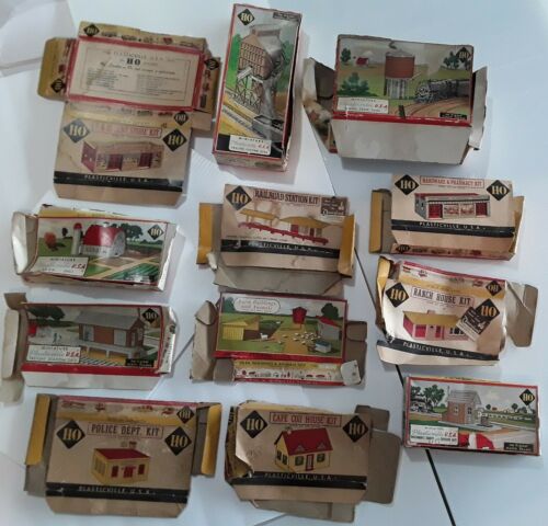 Vtg. Ho Plasticville Usa Empty Boxes Only Used/bent/flattened Farm Town Railroad