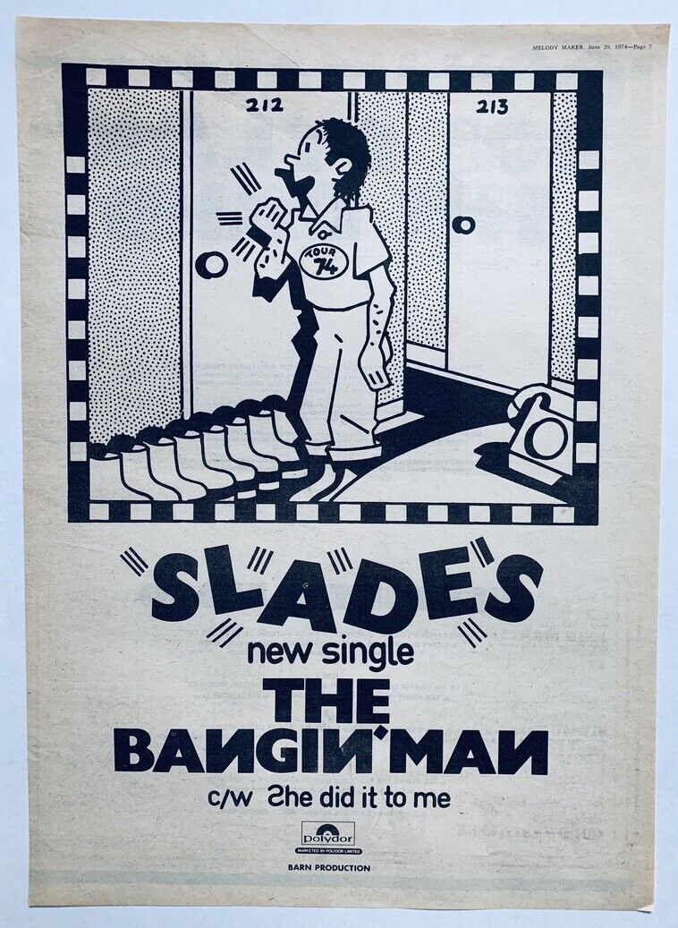 Slade 1974 Original Poster Advert The Bangin' Man